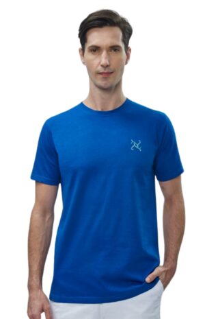 LUSTRO Monogram Cotton T-Shirt (Blue)